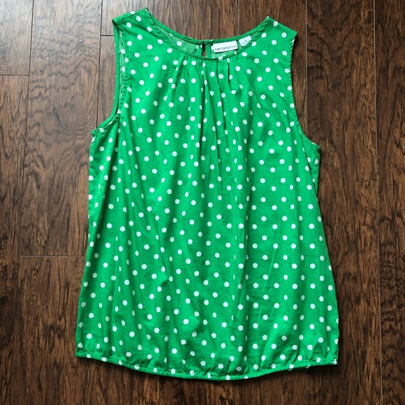 Liz Claiborne Green Pleated Sleeveless Blouse - Picture 1 of 3